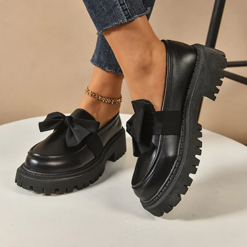 Damen Plateau Schuhe Schmetterlingsschleife Gepolsterte Innensohle
