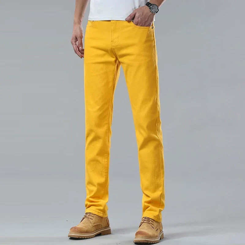 Herren Farbige Baumwolljeans Gerader Beinverlauf