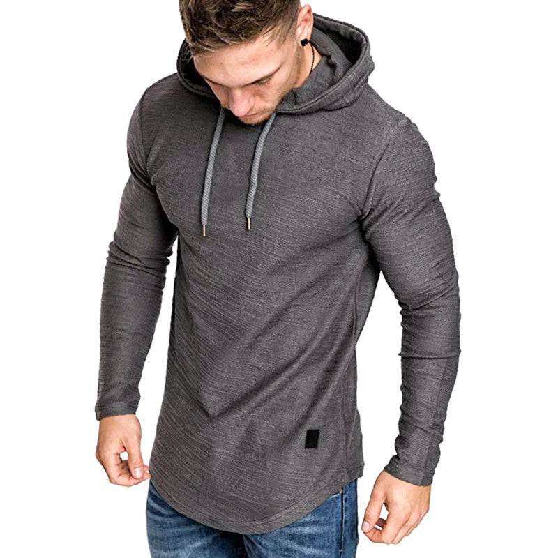 Herren Hoodie Slim Fit Strick Verstellbare Kapuze Gerippte Bündchen