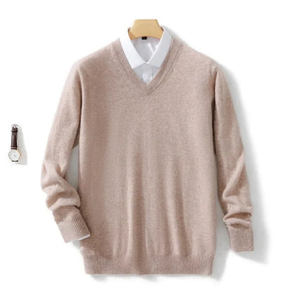 Herren Pullover V-Ausschnitt Leichtes Strickdesign Gerippter Saum