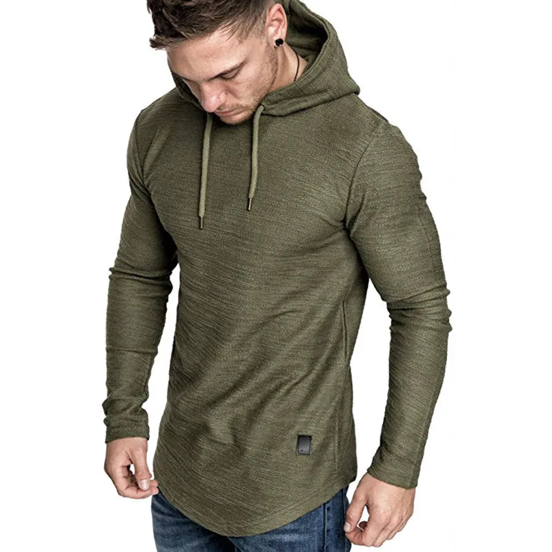 Herren Hoodie Slim Fit Strick Verstellbare Kapuze Gerippte Bündchen