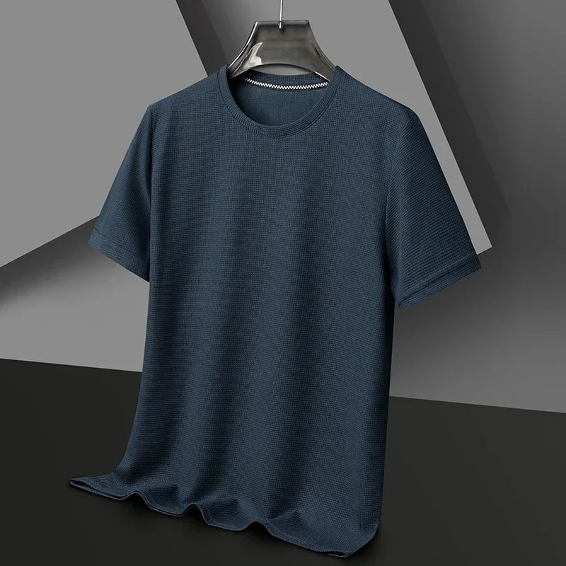 Herren T-Shirt mit Rundhalsausschnitt, Waffelstruktur und Mesh-Gewebe