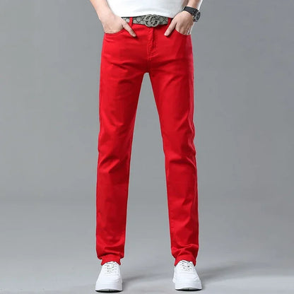 Herren Farbige Baumwolljeans Gerader Beinverlauf