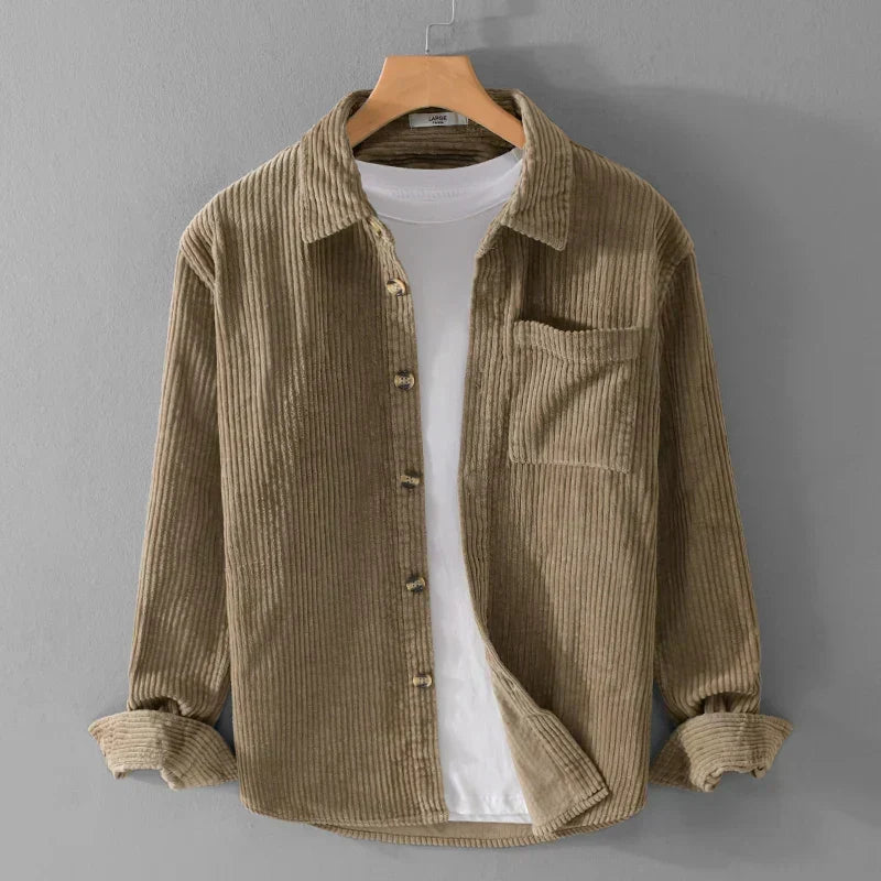 Herren Overshirt-Jacke für den Herbst mit Knopfleiste und Kentkragen