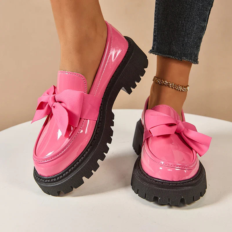 Damen Plateau Schuhe Schmetterlingsschleife Gepolsterte Innensohle