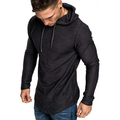 Herren Hoodie Slim Fit Strick Verstellbare Kapuze Gerippte Bündchen
