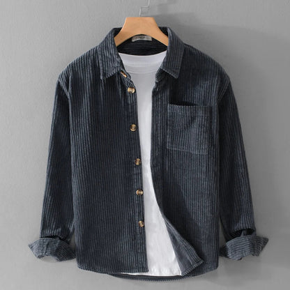 Herren Overshirt-Jacke für den Herbst mit Knopfleiste und Kentkragen
