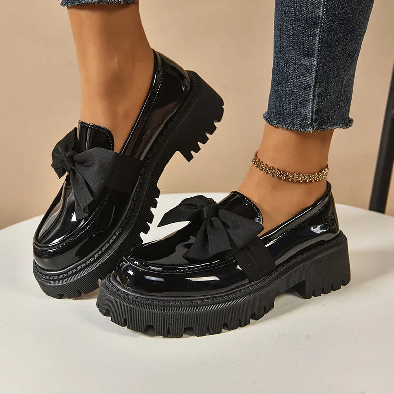 Damen Plateau Schuhe Schmetterlingsschleife Gepolsterte Innensohle