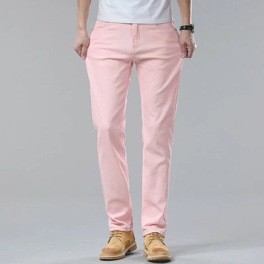 Herren Farbige Baumwolljeans Gerader Beinverlauf