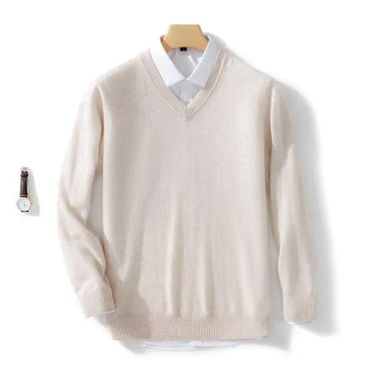Herren Pullover V-Ausschnitt Leichtes Strickdesign Gerippter Saum