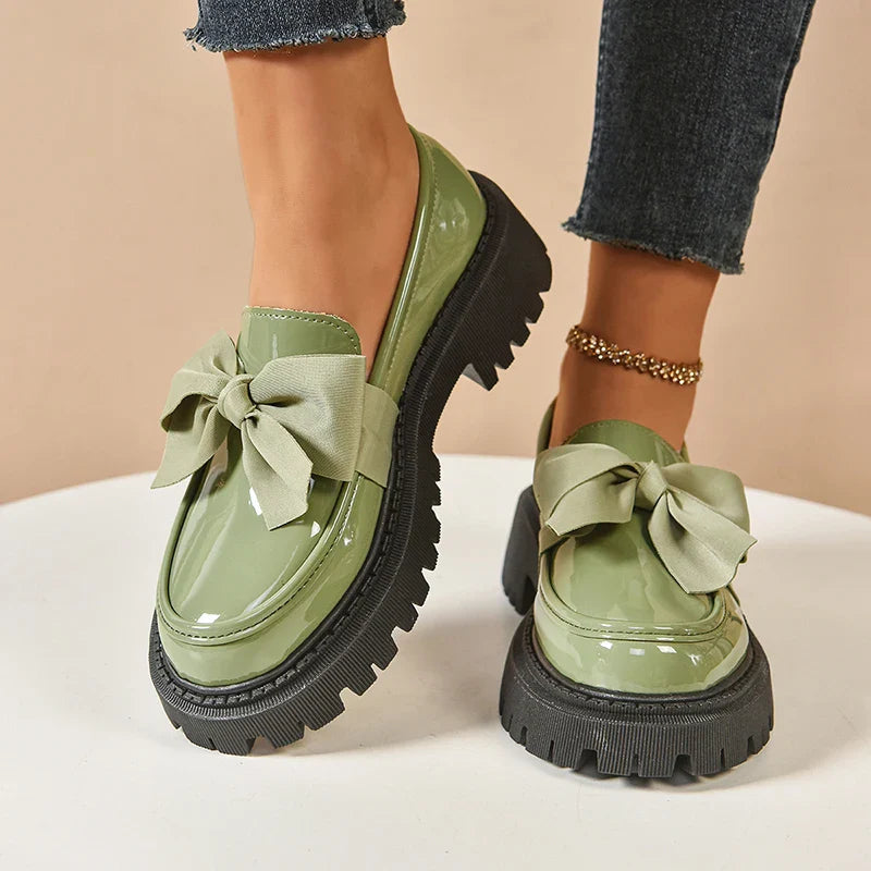 Damen Plateau Schuhe Schmetterlingsschleife Gepolsterte Innensohle