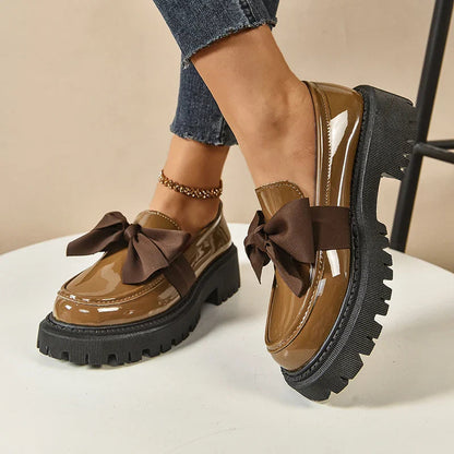 Damen Plateau Schuhe Schmetterlingsschleife Gepolsterte Innensohle