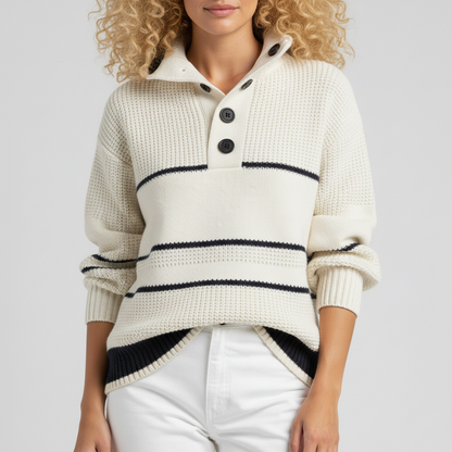 Damen Pullover Aus Strukturstrick Mit Streifen