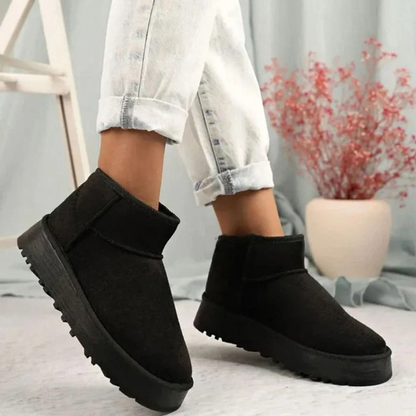 Damen Stiefel mit Plateau und Slip On Design