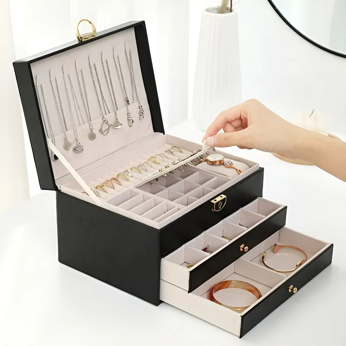 Luxuriöse Mehrschichtige Schmuckbox für Damen - Eleganz & Funktion