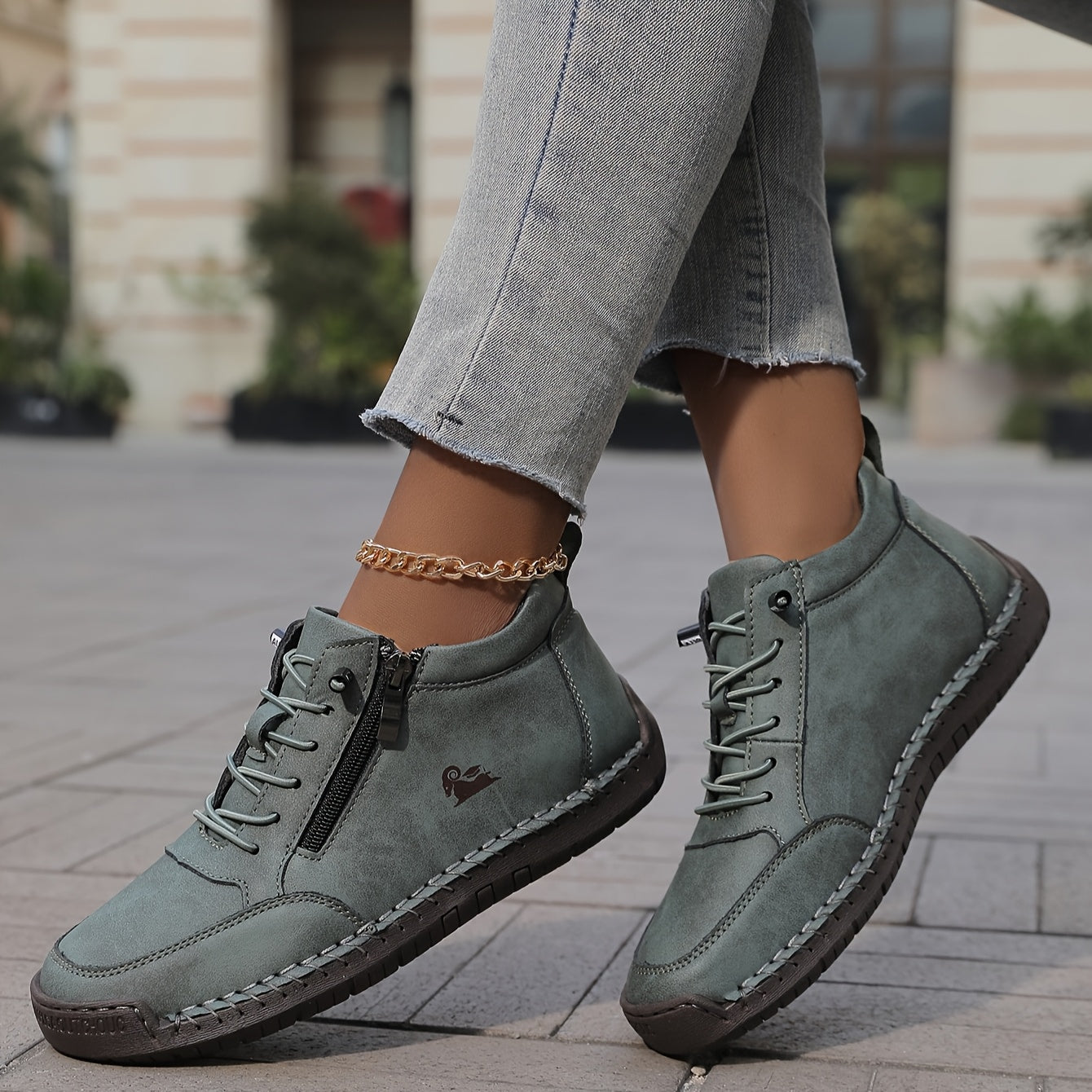 Damen Sneaker Breite Vorderfußpartie Unterstützende Sohle