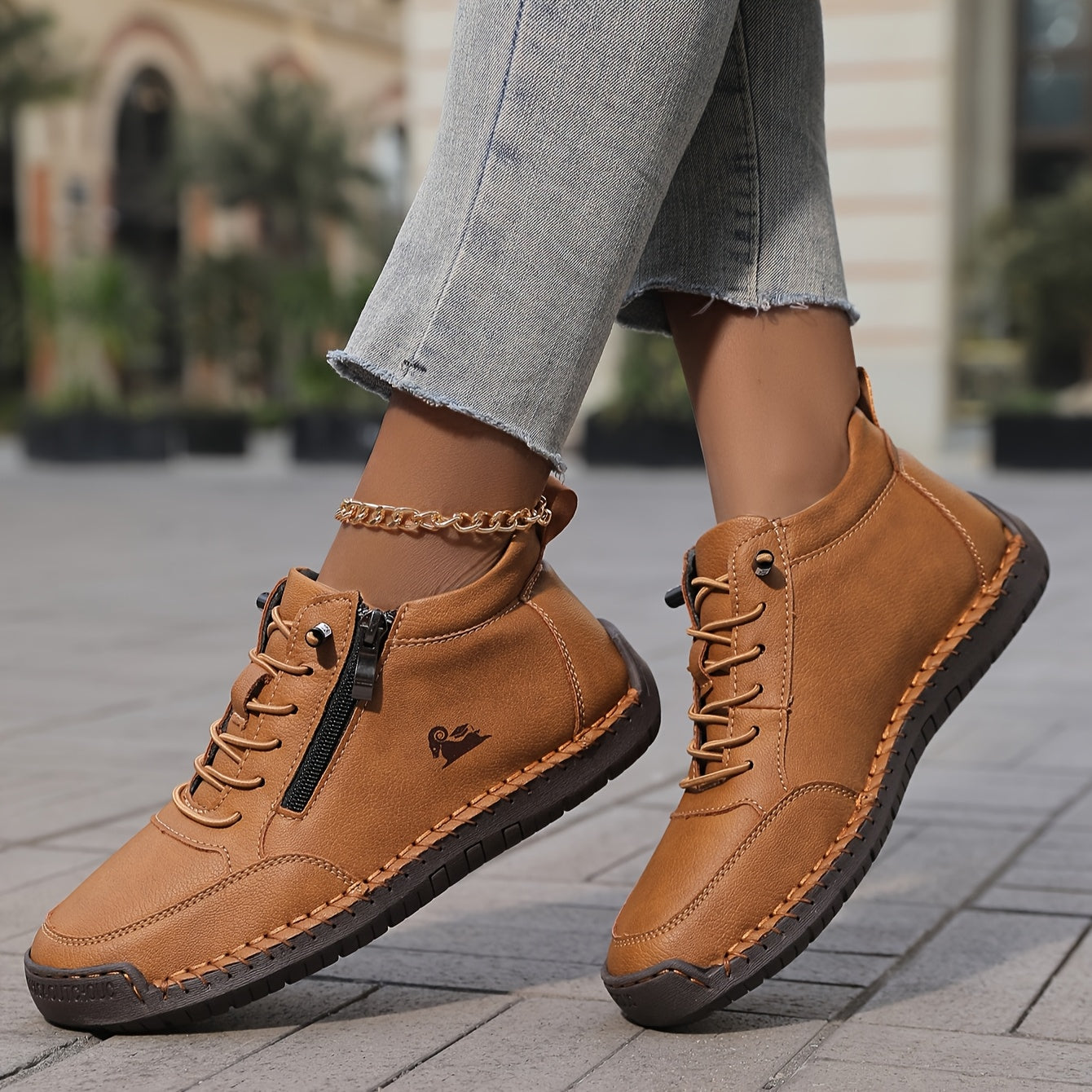 Damen Sneaker Breite Vorderfußpartie Unterstützende Sohle