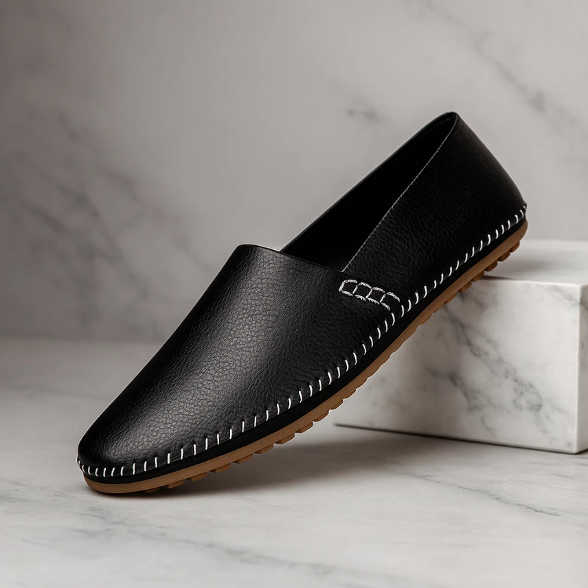 Herren Slipper-Loafer Mit Handgenähten Details Und Gummisohle