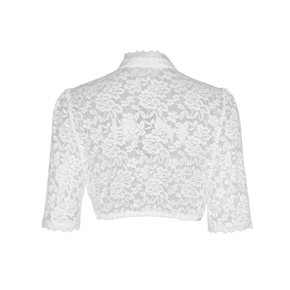 Dirndlbluse Damen Oktoberfest | Trachtenbluse mit Spitze V-Ausschnitt