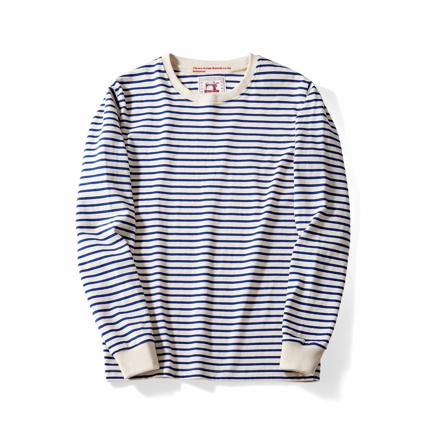 Herren Langarm-T-Shirt mit Streifen, Rundhalsausschnitt, Pullover