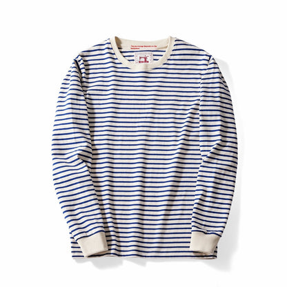 Herren Langarm-T-Shirt mit Streifen, Rundhalsausschnitt, Pullover