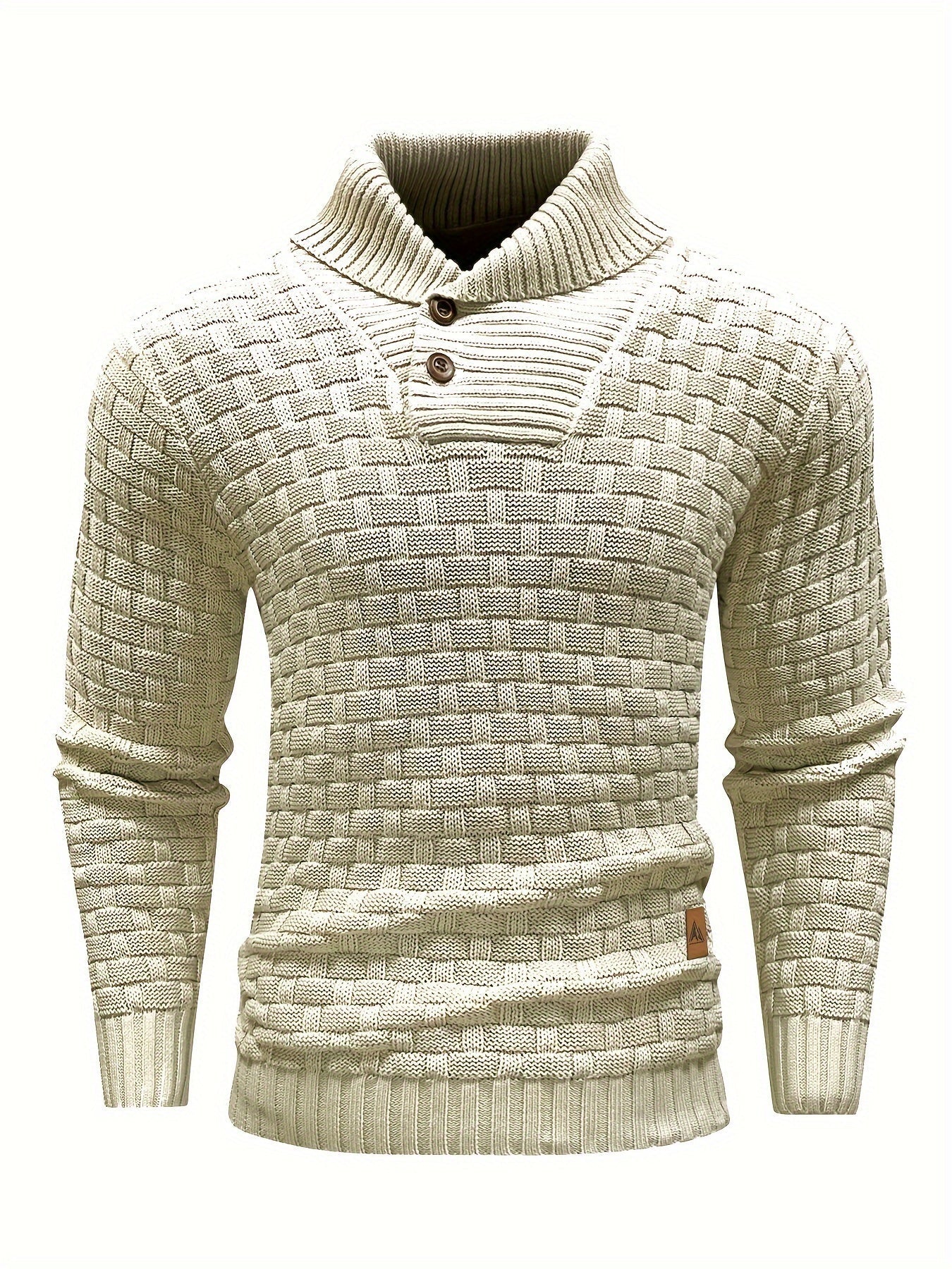 Herren Pullover Mit Waffelstruktur Und Schalkragen