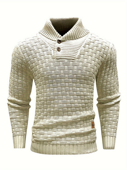 Herren Pullover Mit Waffelstruktur Und Schalkragen