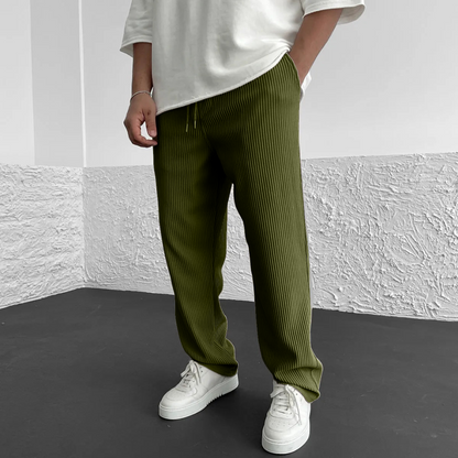 Herren Strickhose Im Relaxed Fit Mit Rippstoff Und Verstellbarem Bund