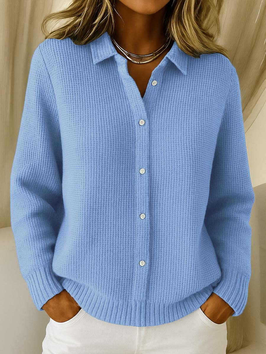 Damen Klassische Strickjacke mit Kragen – Zeitlose Eleganz in weichem Baumwollmix