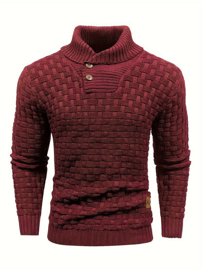 Herren Pullover Mit Waffelstruktur Und Schalkragen