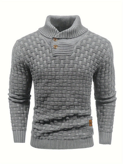 Herren Pullover Mit Waffelstruktur Und Schalkragen