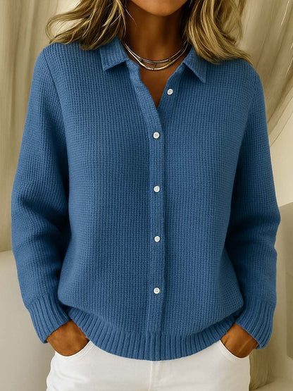 Damen Klassische Strickjacke mit Kragen – Zeitlose Eleganz in weichem Baumwollmix