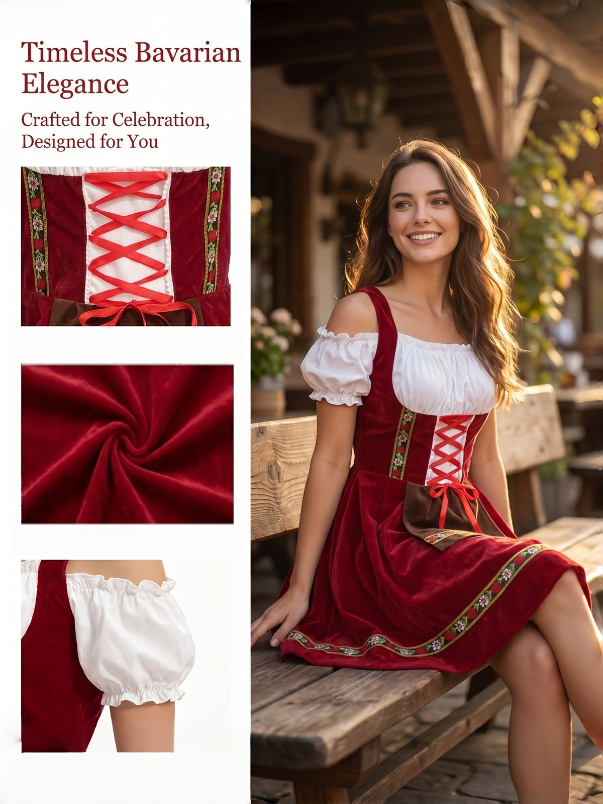 Damen Oktoberfest Dirndl – Traditionelle bayerische Tracht, deutsches Partykostüm