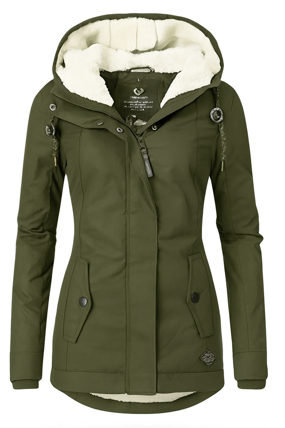Damen Winterjacke Wasserdicht Mit Fleece-Futter Und Abnehmbarer Kapuze