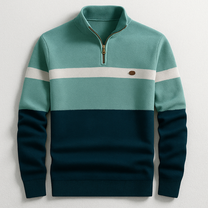 Herren Pullover Viertel-Reißverschluss Tailored Fit Strick
