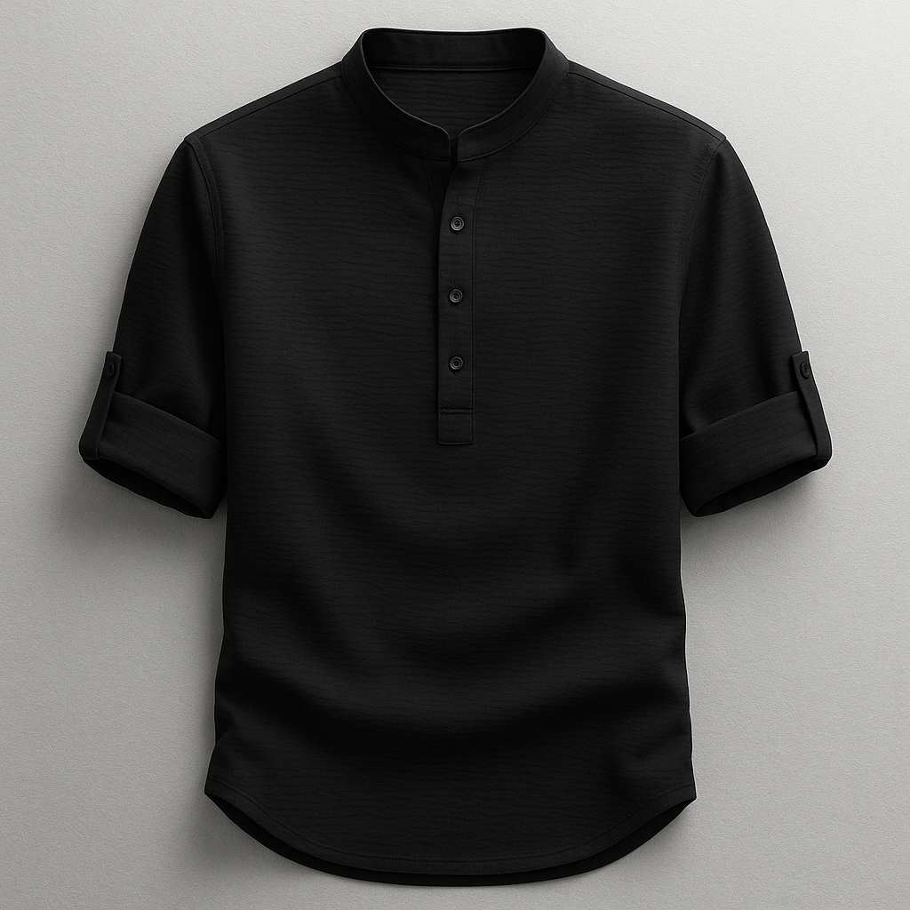Herren Henley Shirt Knopfleiste Mit Ärmelriegel