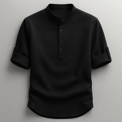 Herren Henley Shirt Knopfleiste Mit Ärmelriegel