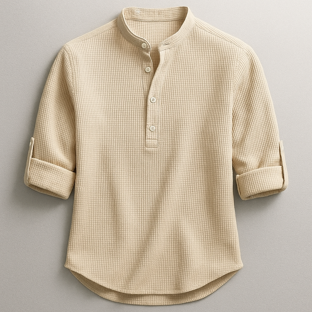 Herren Henley Shirt Knopfleiste Mit Ärmelriegel
