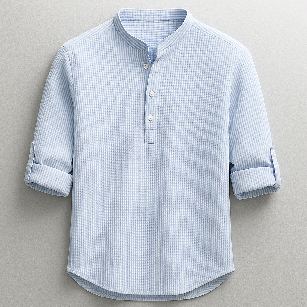 Herren Henley Shirt Knopfleiste Mit Ärmelriegel