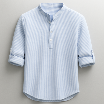 Herren Henley Shirt Knopfleiste Mit Ärmelriegel