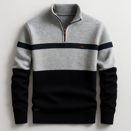 Herren Pullover Viertel-Reißverschluss Tailored Fit Strick