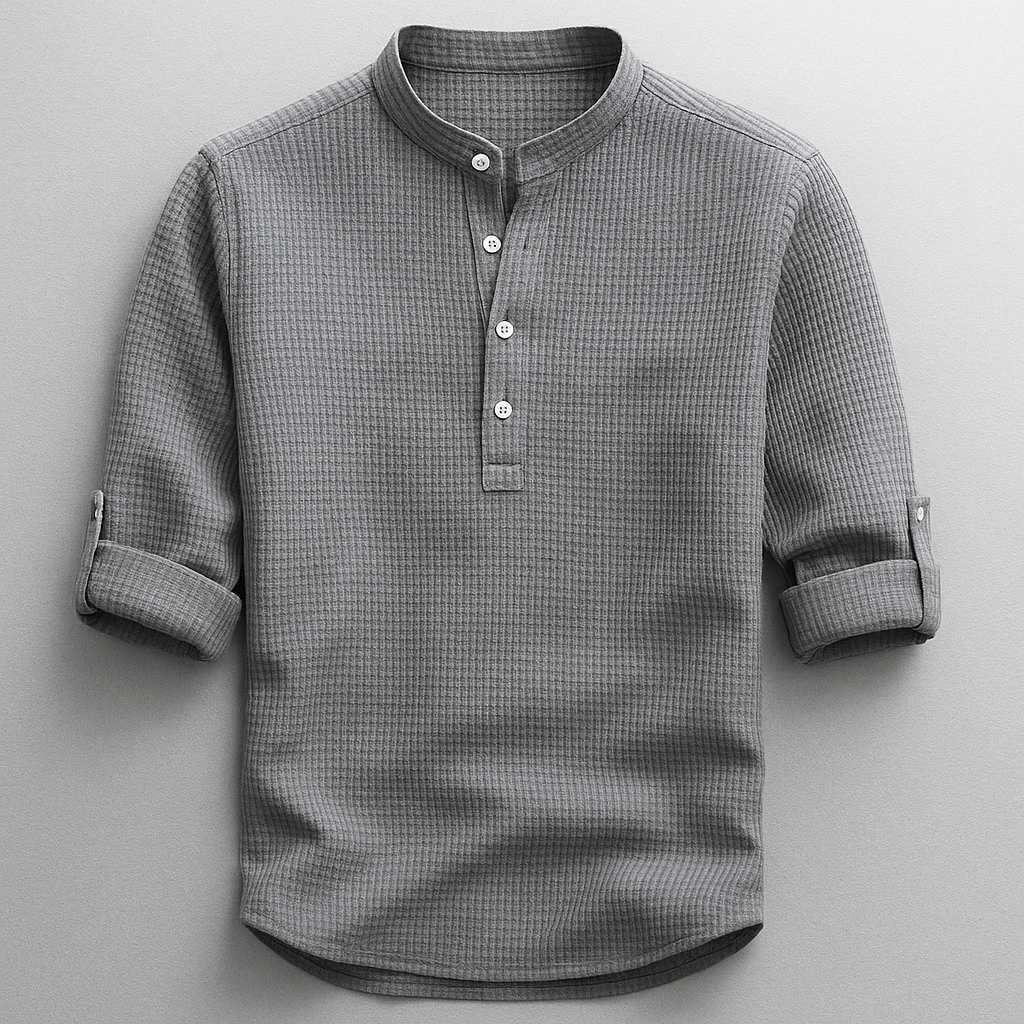 Herren Henley Shirt Knopfleiste Mit Ärmelriegel