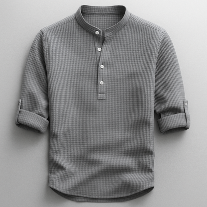 Herren Henley Shirt Knopfleiste Mit Ärmelriegel