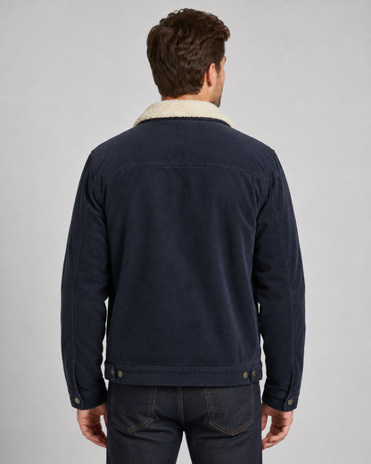 Herren Cordjacke im Trucker‑Stil mit Sherpa‑Kragen