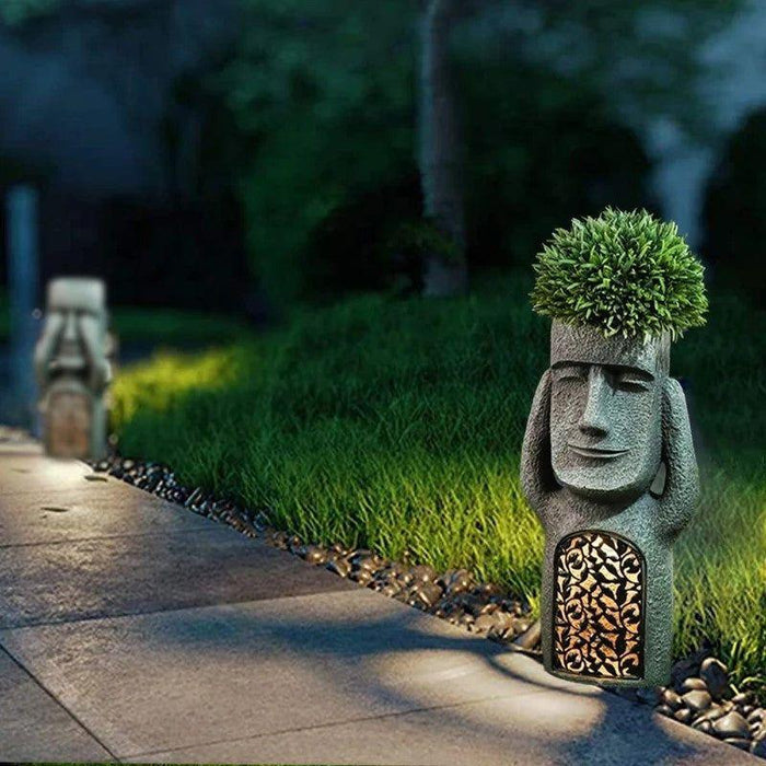 Kunstvolle Skulptur Blumentopf - Solar LED Pflanzenlicht