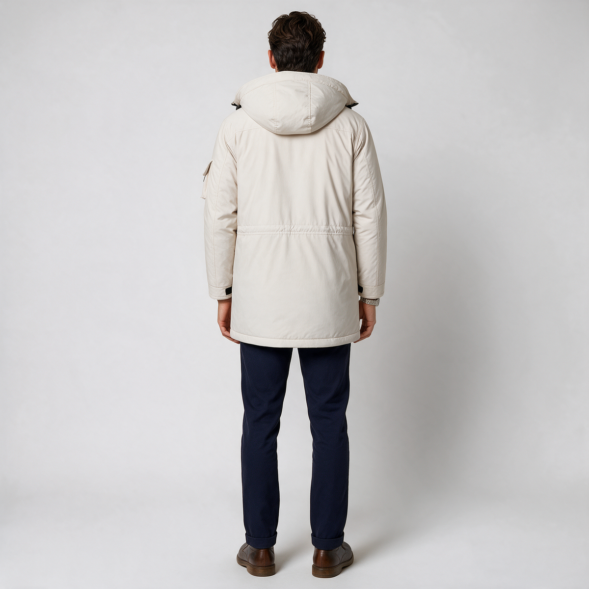 Herren‑Parka aus Lammwolle mit Kapuze