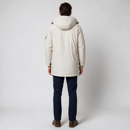 Herren‑Parka aus Lammwolle mit Kapuze
