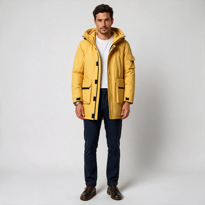 Herren‑Parka aus Lammwolle mit Kapuze