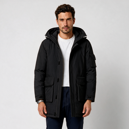 Herren‑Parka aus Lammwolle mit Kapuze