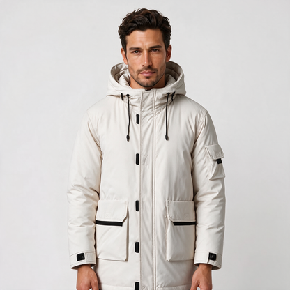 Herren‑Parka aus Lammwolle mit Kapuze